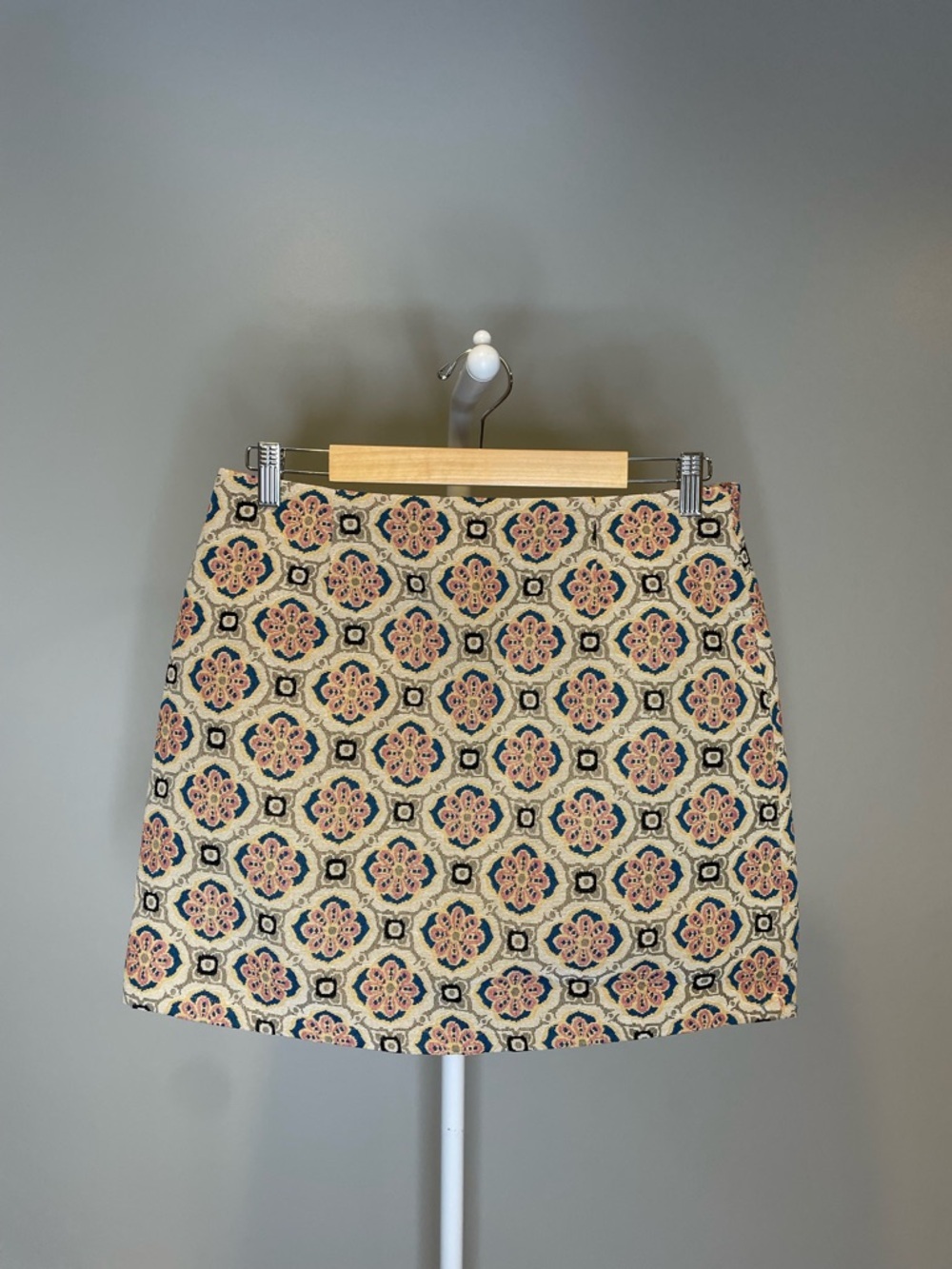 Fate Mosaic Floral Mini Skirt - Cream, Navy & Blush
